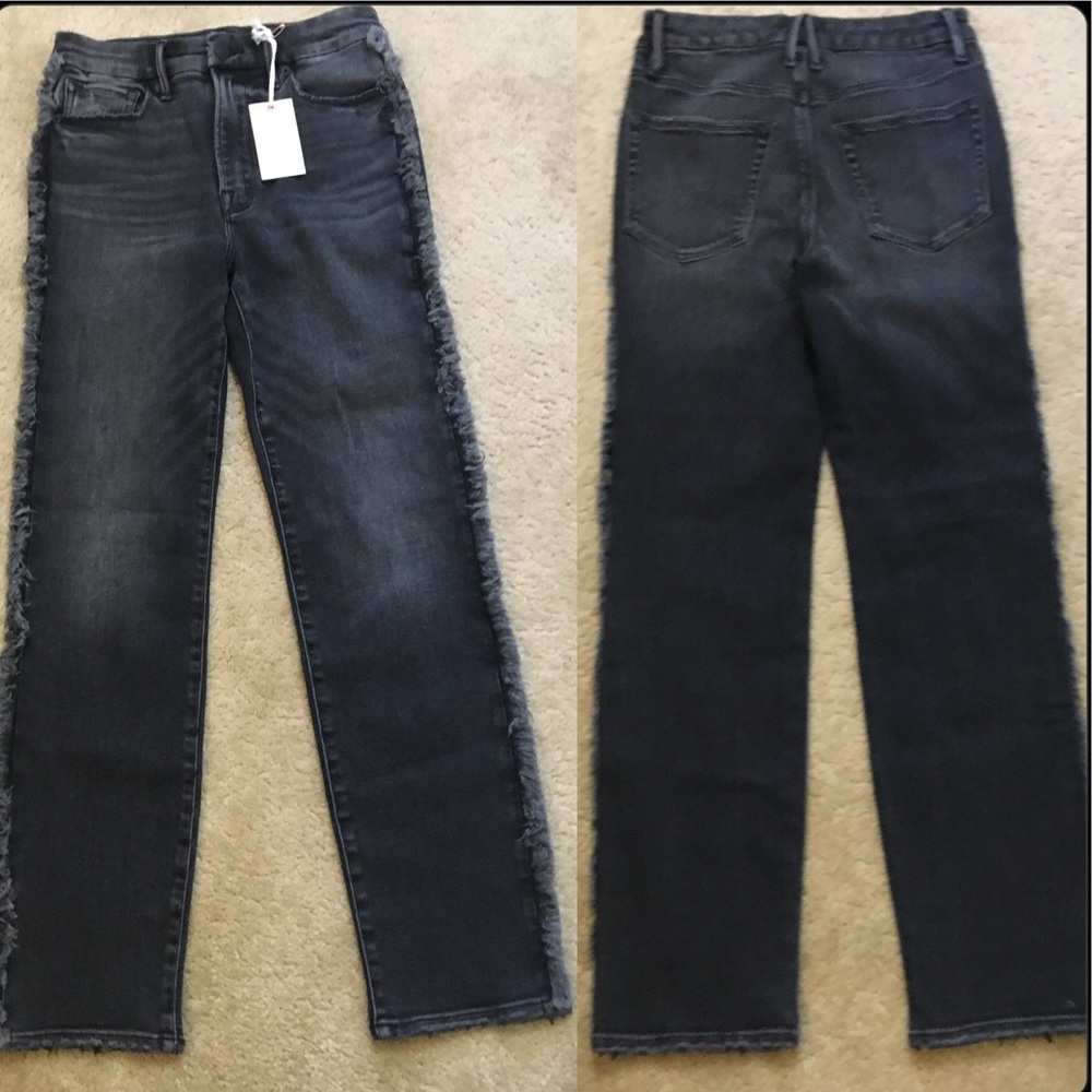 NWT Rare Good American Good Classic Fray Fringe Jeans Size 4 - Picture 2 of 14